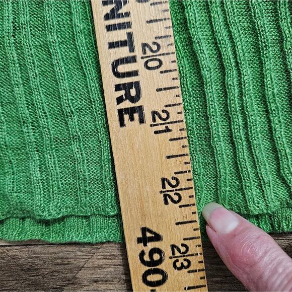 Eileen Fisher Top Ribbed Knit Sweater Green XS 100% Linen Sleeveless Minimalist - Picture 12 of 14